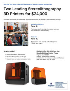 Allegheny Educational Systems Formlabs Innovation Lab Form 3+ and Form 3L Promo