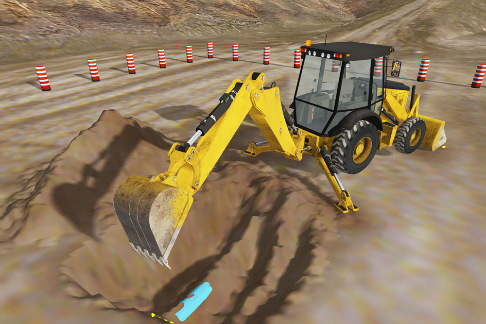 Allegheny Educational Systems Simlog Backhoe Loader Personal Simulator Construction Site Screen Shot