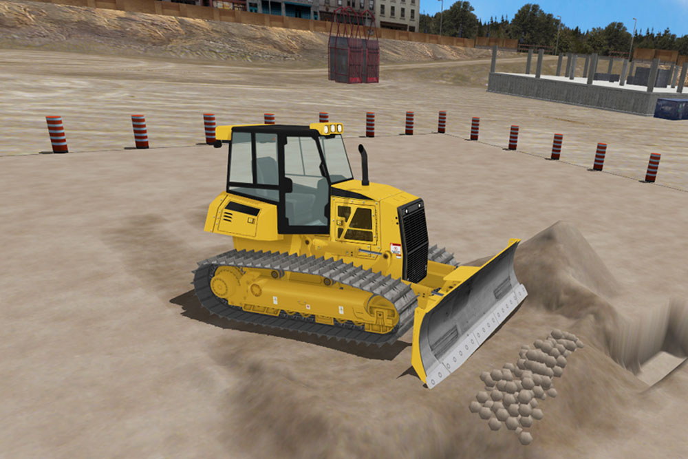 Allegheny Educational Systems Simlog Bulldozer Personal Simulator Screen Shot at Construction Site